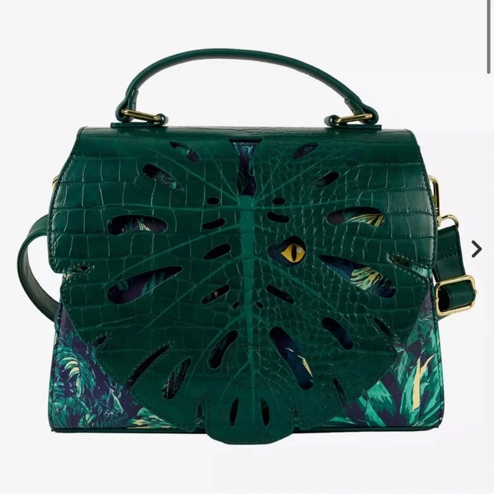 Loungefly Jurassic World Velociraptor Palm Frond Glow-in-the-Dark Crossbody Bag - Picture 1 of 5